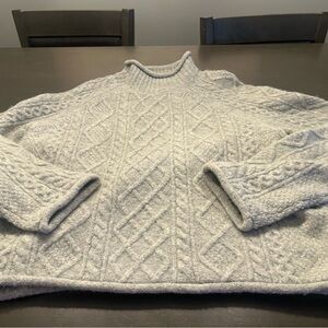 J. Crew Light Gray Cable Knit Turtleneck Sweater